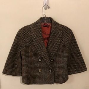 Sisley 3/4 sleeve cropped wool blazer